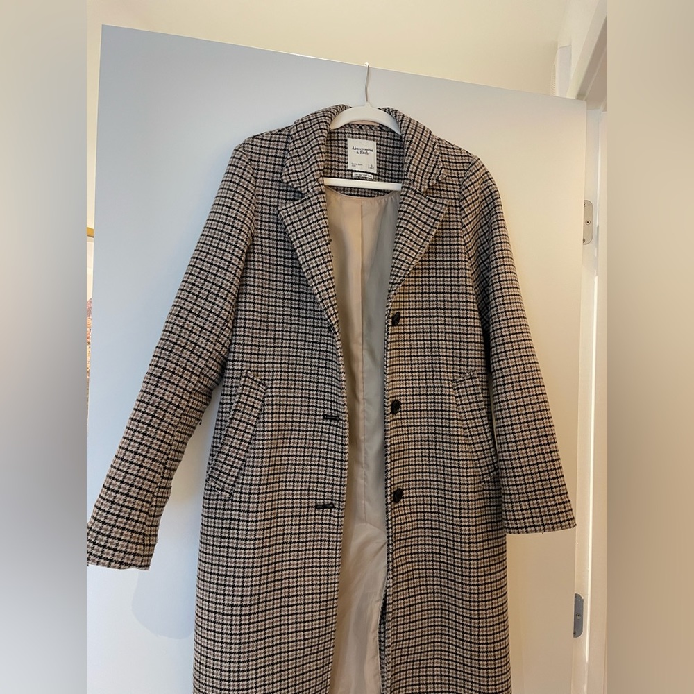 Abercrombie Wool Plaid Coat - Picture 1 of 8